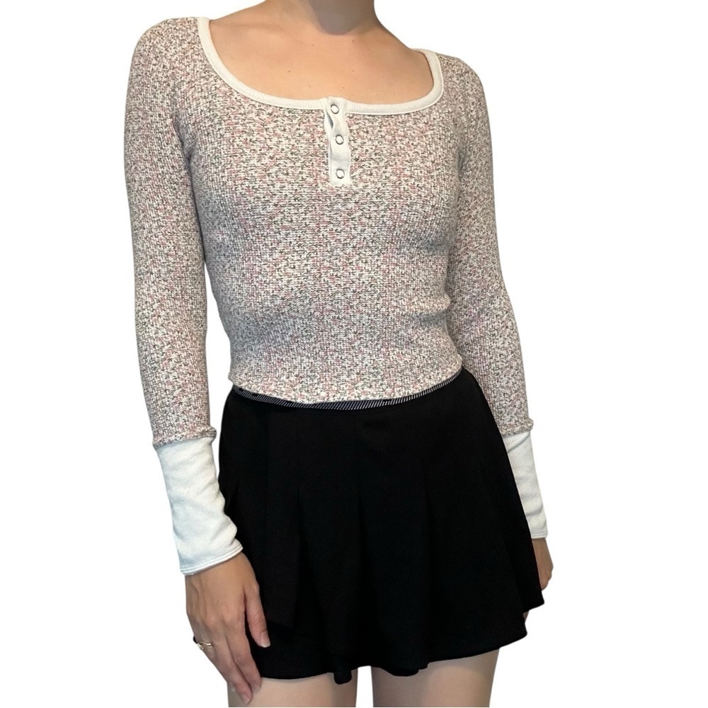 FRANKIES BIKINIS $135 Cabin Waffle Long Sleeve Shirt Thermal Dainty Size Small